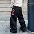 Men's Fashion Y2k Retro Floral Pattern Baggy Jeans