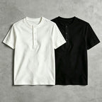 Men's Cotton Henley Collar Short-sleeved Gym Top