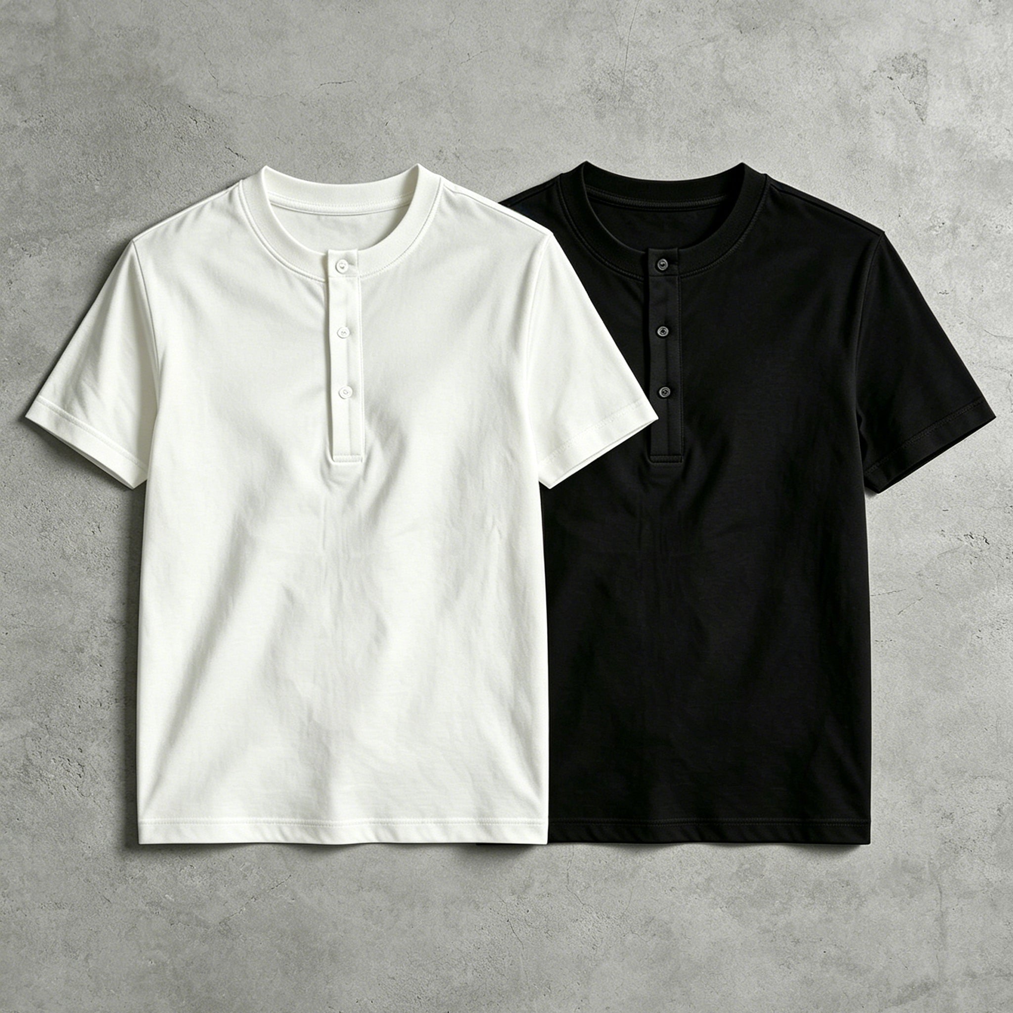 Men's Cotton Henley Collar Short-sleeved Gym Top