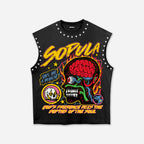 Sopula Burning Soul Hot-fix Rhinestone Technique Graphic Tank Top