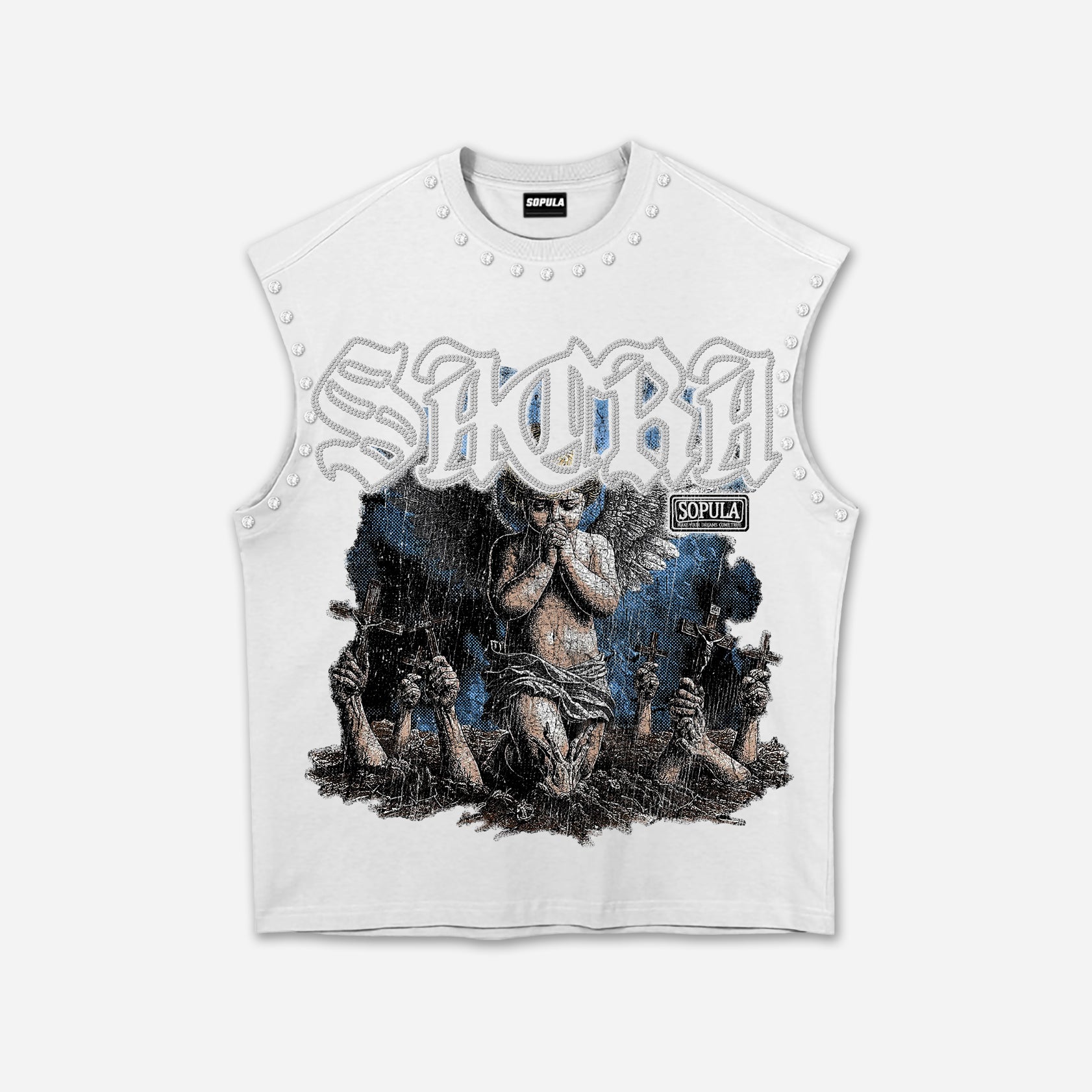 Sacra Retro Angel Vintage Graphic Tank Top