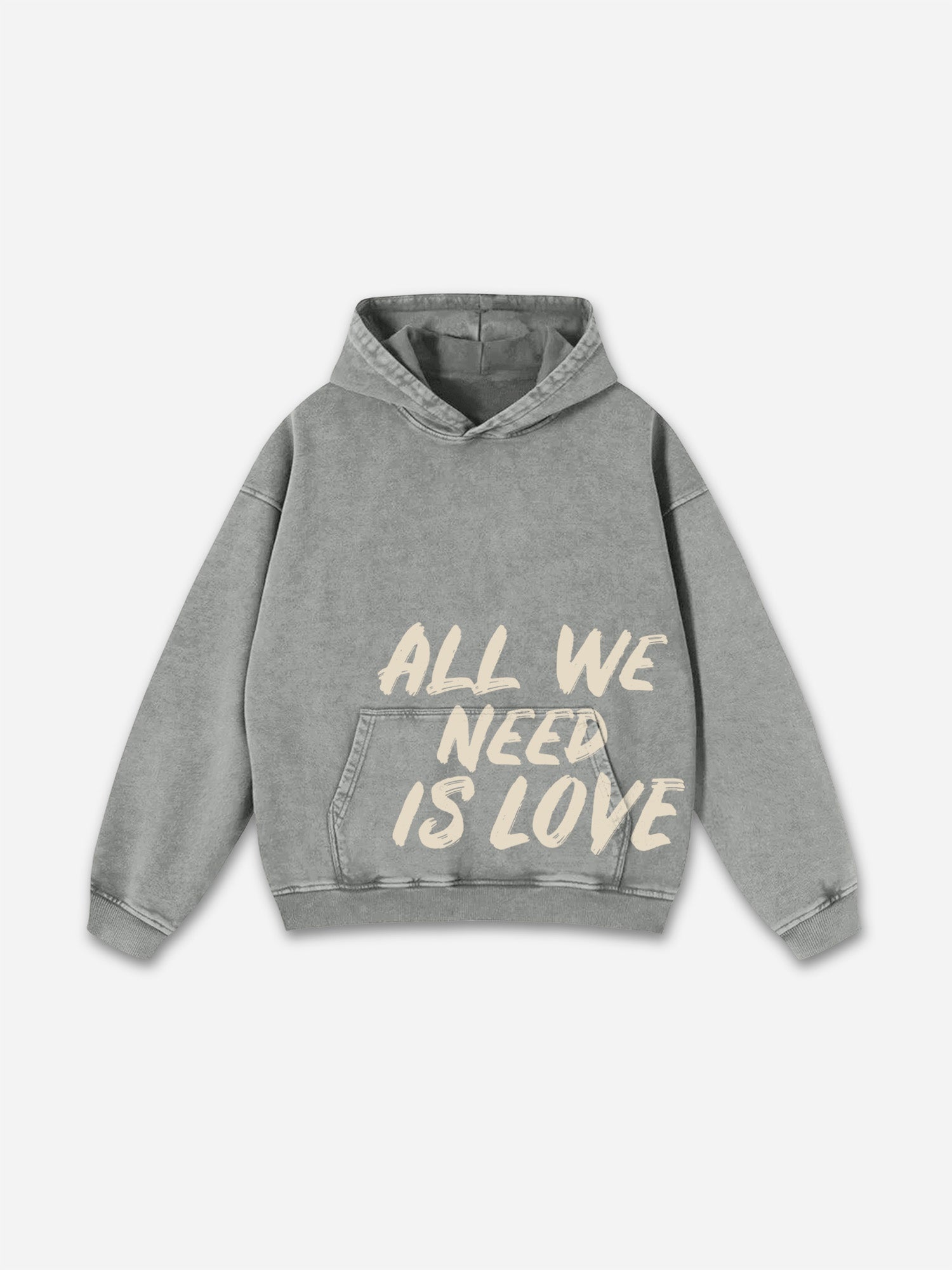 Vintage All We Need Is Love Graphic Design Washed Oversized Hoodie
