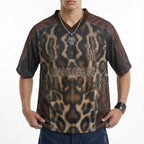 West Coast  Leopard Print Maillard Color Scheme Graphic Mesh Jersey