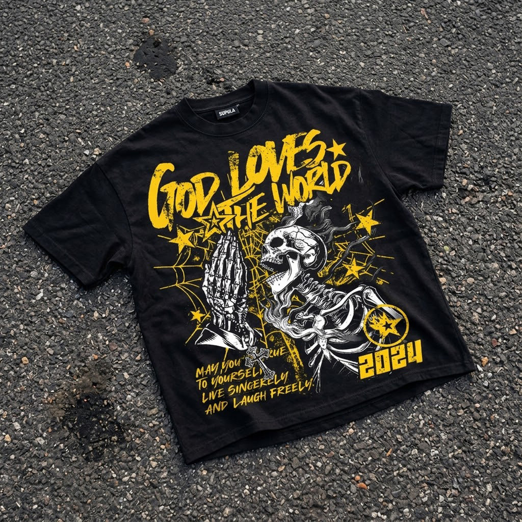 Street God Loves The World Graphic T-shirt
