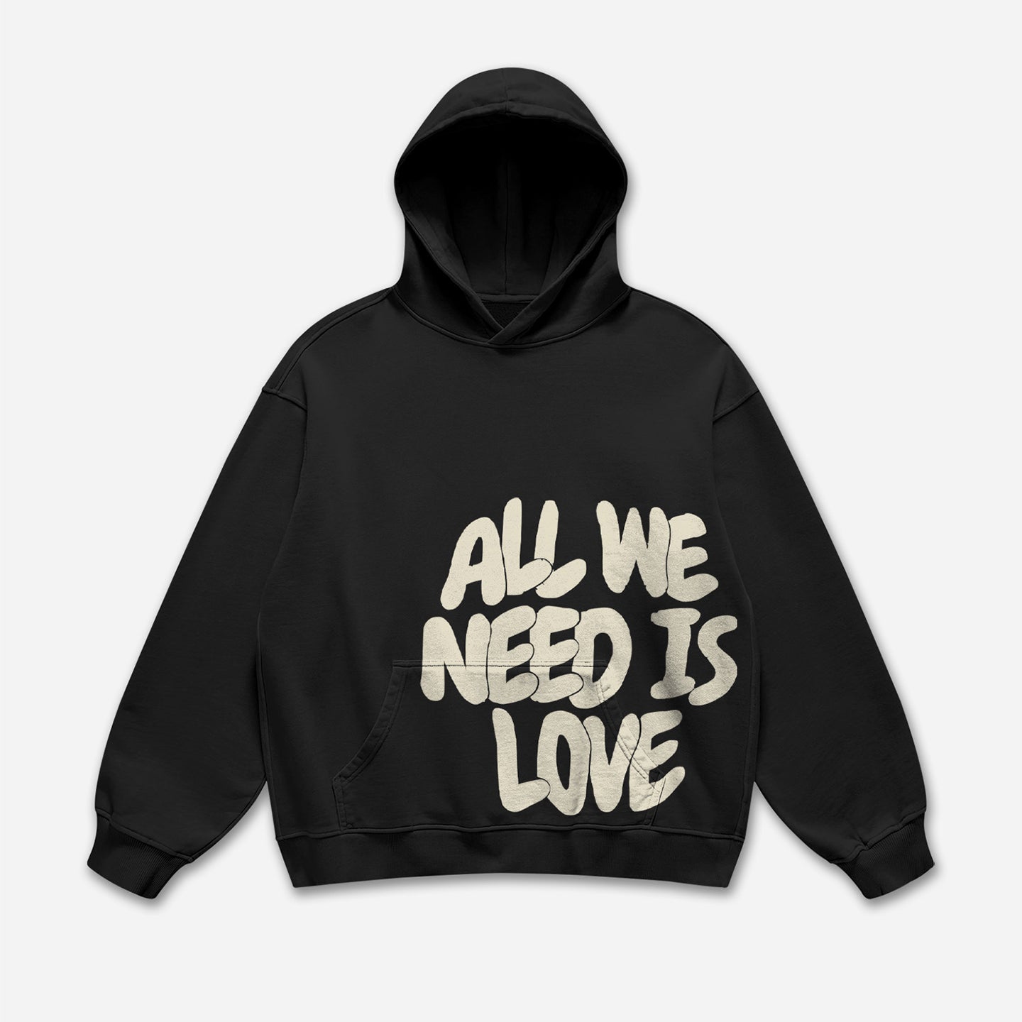 Vintage All We Need Is Love Print Hoodie