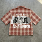 All We Need Is Money Graphic Plaid Jacket Shirt