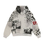 Retro Leopard Print Letter Print Zip-up Hoodie