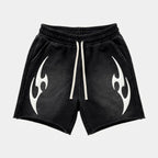Sopula Vintage Foamed Print Graphic Janky Acid Washed Shorts
