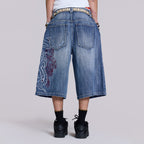 Men's Retro Y2k Fashion Embroidered Denim Jorts