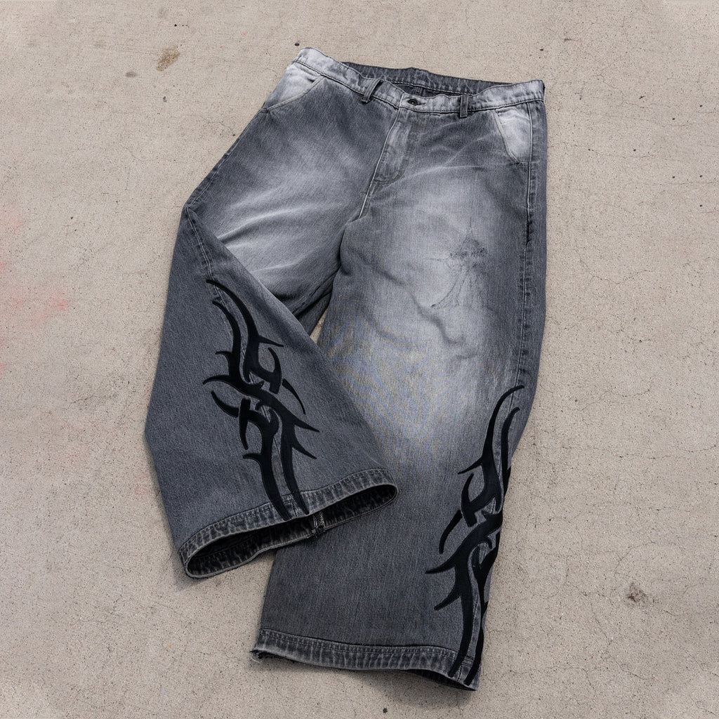 Hiphop Retro Print Y2k Wide-leg Baggy Jeans