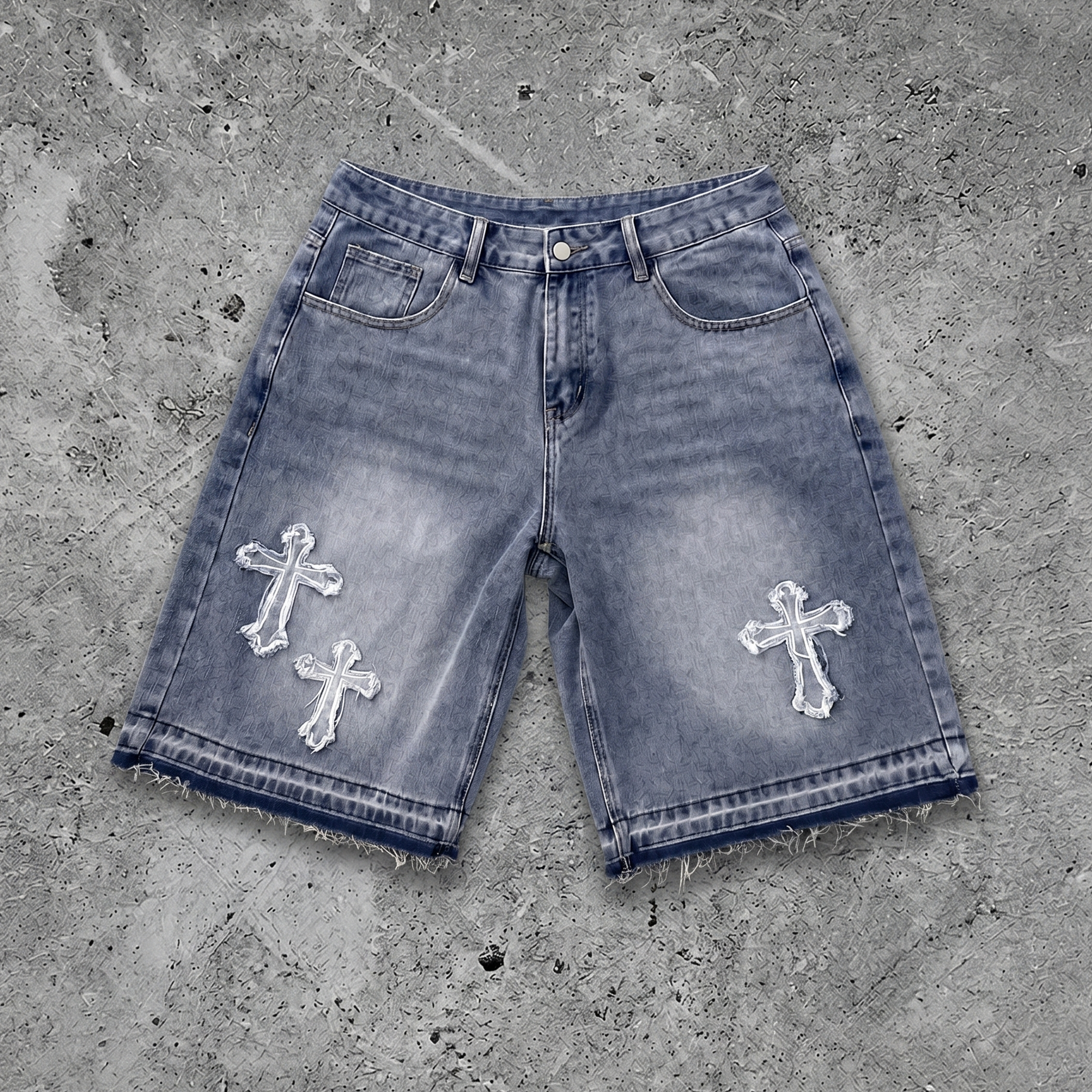 I Am Allergic To People T-shirt & Bone Embroidered Denim Shorts Set
