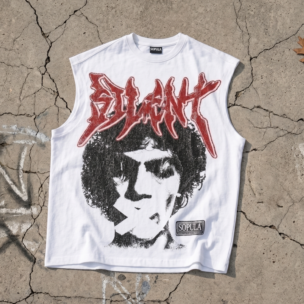Silent Abstract Portrait Retro Graphic Tank Top