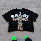 Vintage  Saint Cross Art Graphic 100% Cotton T-Shirt