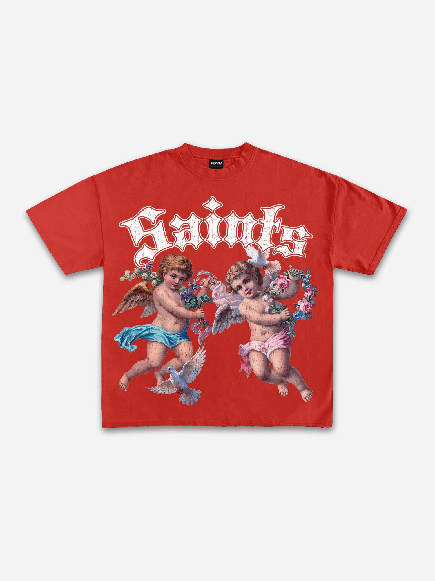 Saints Floral Angel Graphic Cotton T-shirt