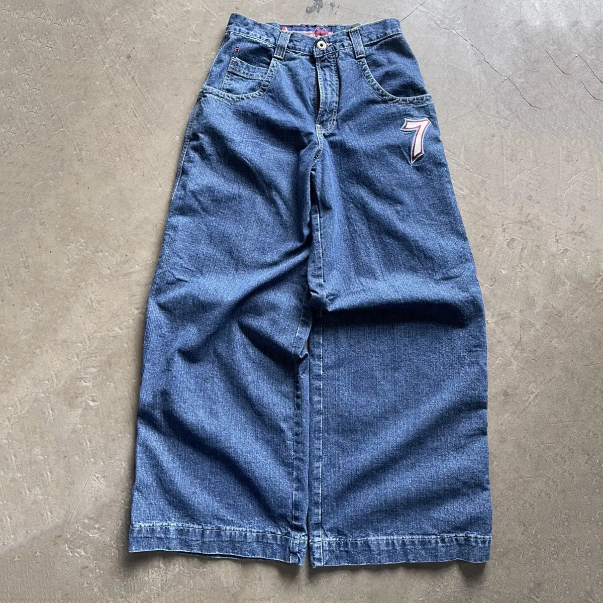 Retro Denim Loose Dice-print Size 7 Pants