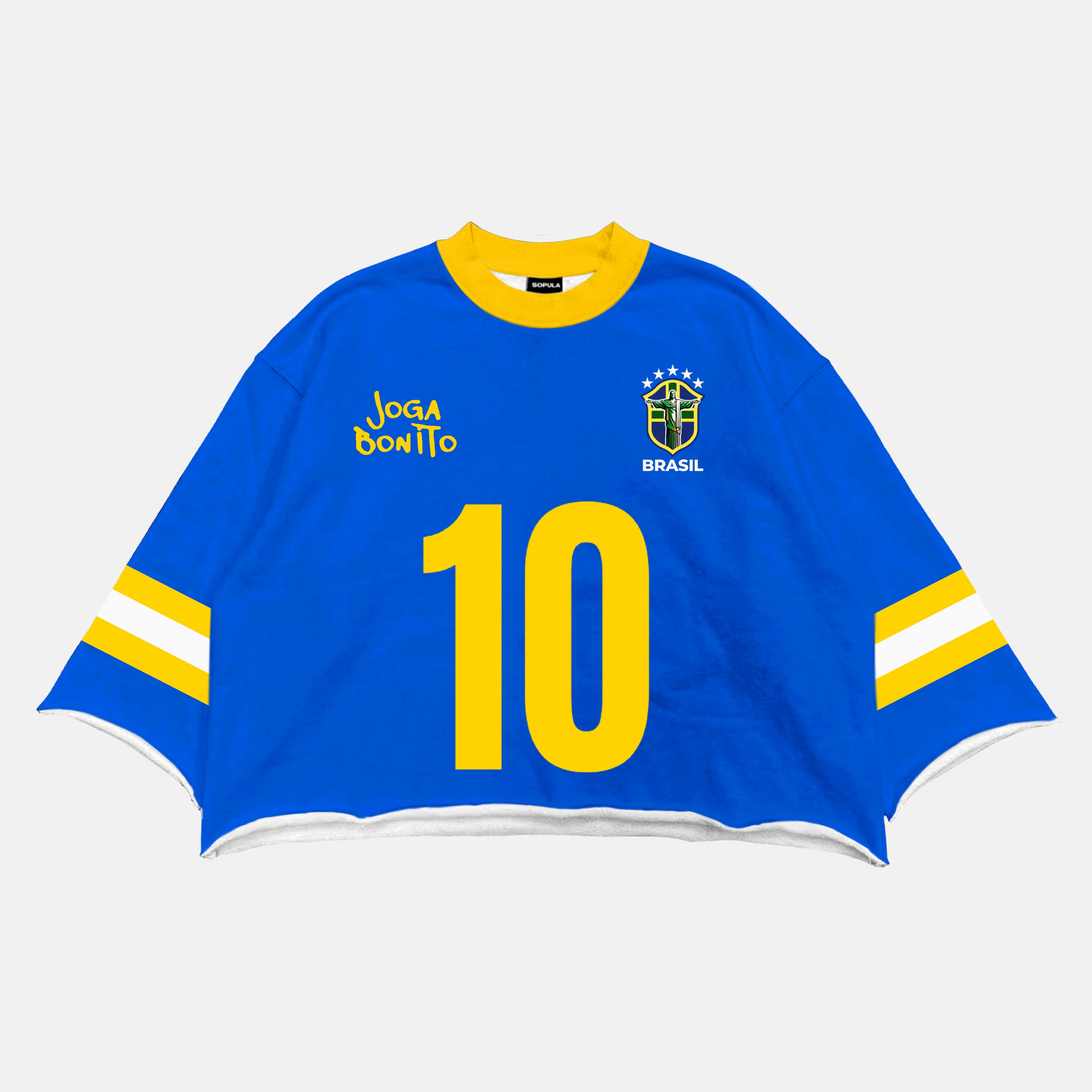 Brazil Christ The Redeemer No. 10  Retro Sports Graphic Boxy Crop T-shirt