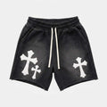 The Cross Foaming Process Graphic Washed Shorts
