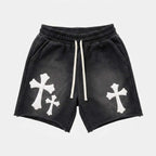 The Cross Foaming Process Graphic Washed Shorts