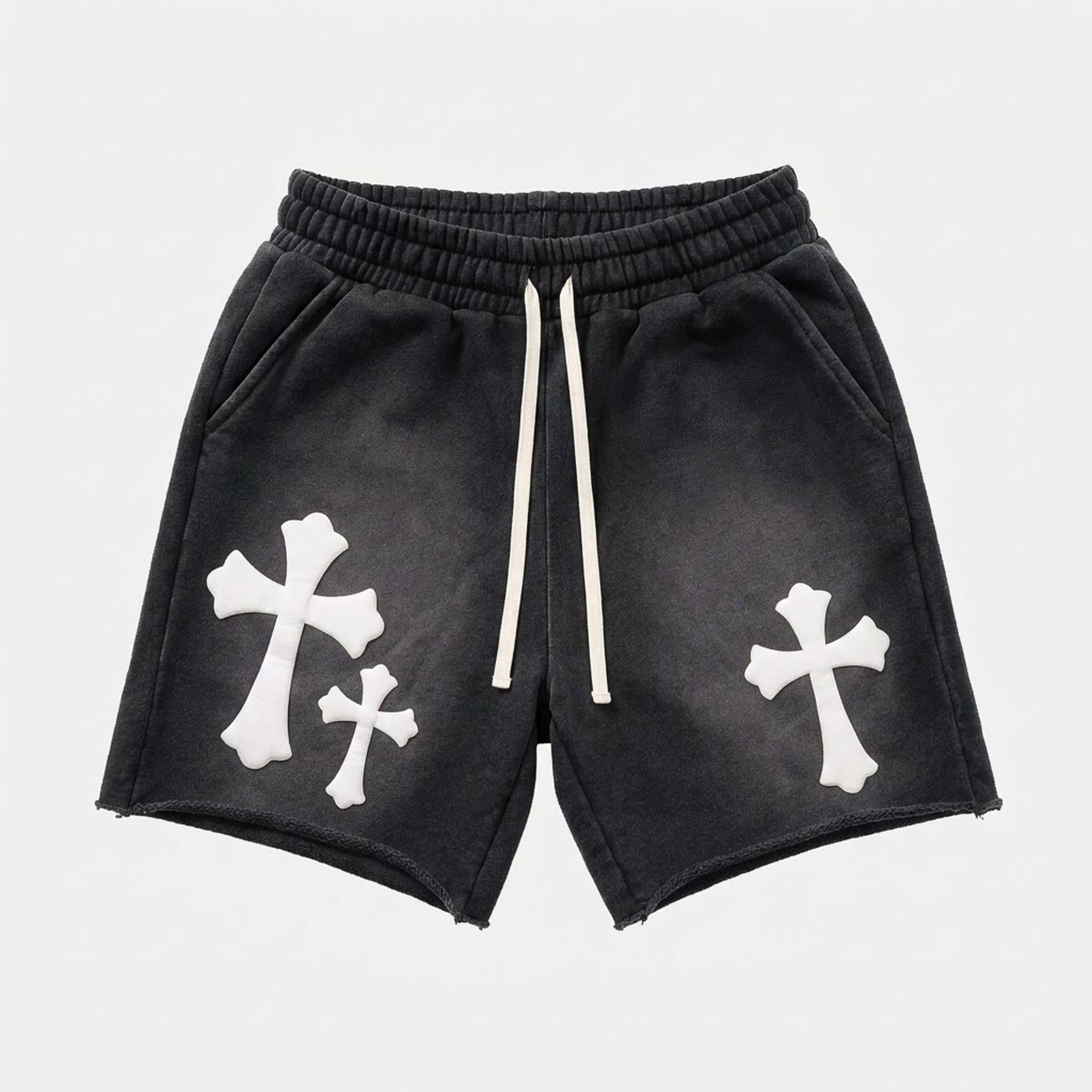 The Cross Foaming Process Graphic Washed Shorts