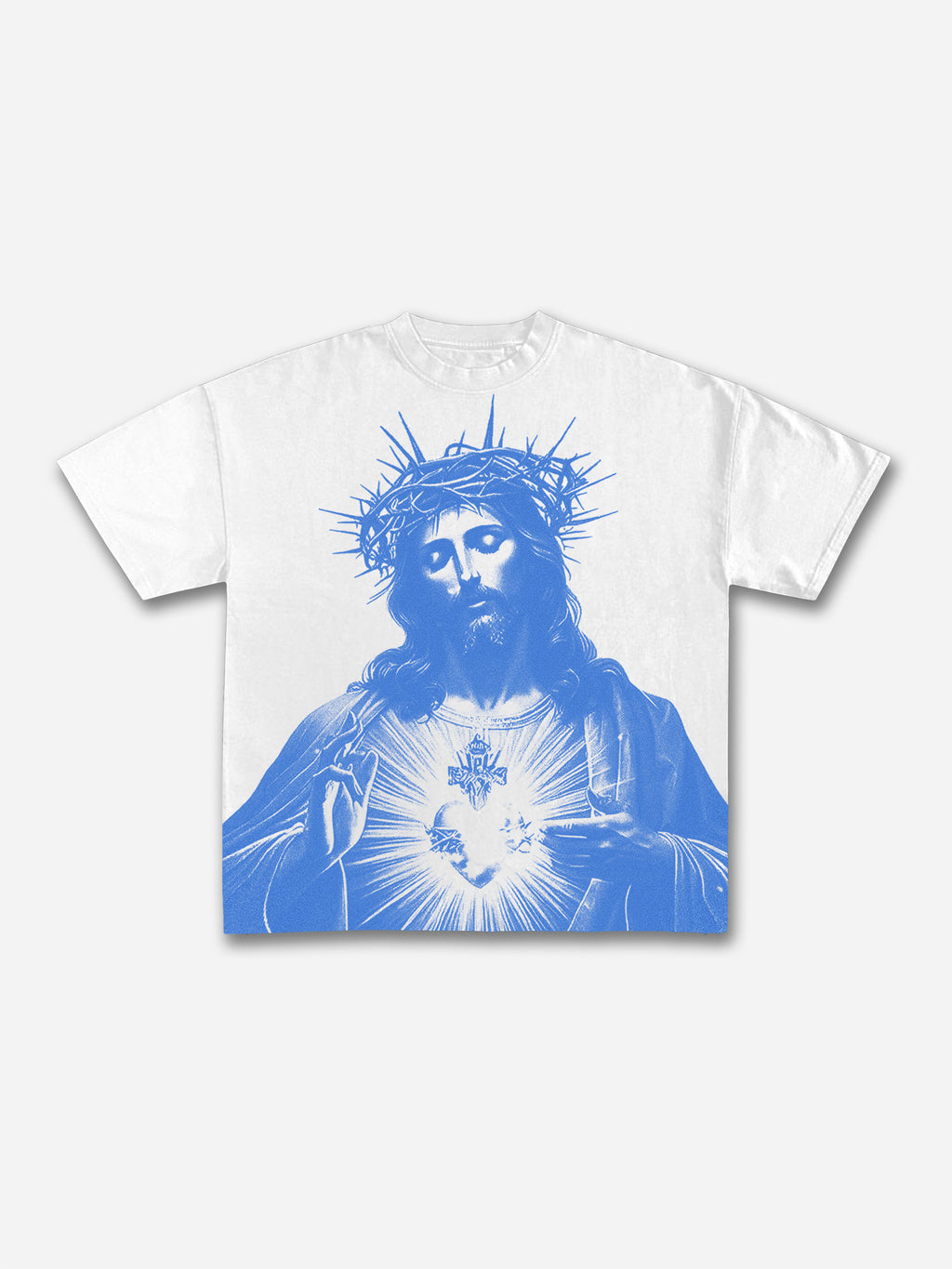Vintage Jesus Print Round Neck T-shirt