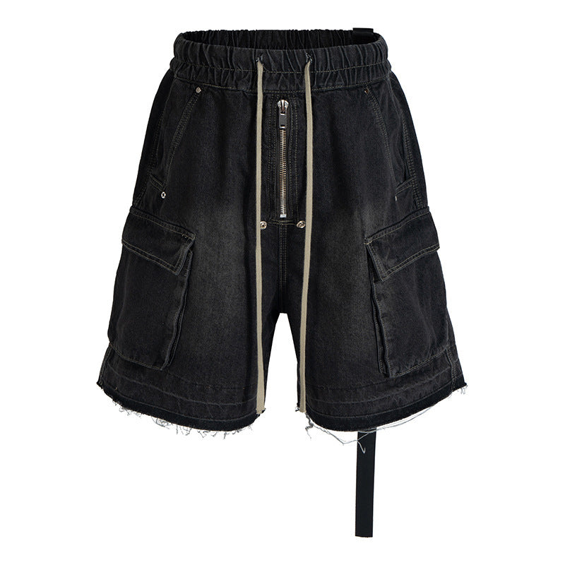 Men's Vintage Drawstring Pocket Denim Shorts