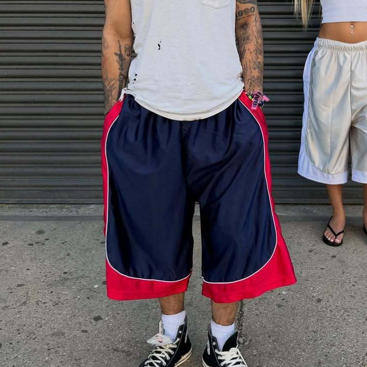 Men's Stylish Unique Color-blocked Drawstring Casual Shorts