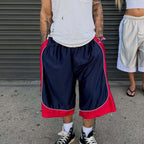 Men's Stylish Unique Color-blocked Drawstring Casual Shorts