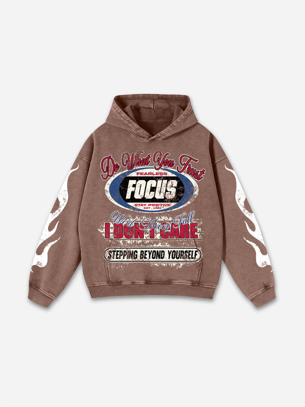 No. 28 Racing Elements Vintage Prints Graphic Acid Wash Hoodie