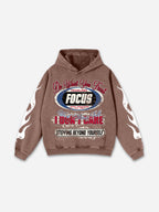 No. 28 Racing Elements Vintage Prints Graphic Acid Wash Hoodie
