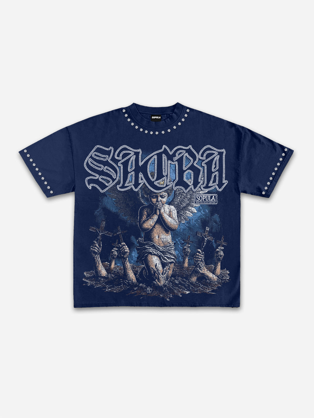Sacra Retro Angel Graphic Cotton T-shirt