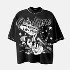 Las Vegas City Of Night Girls Vintage Graphic Rhinestone T-shirt