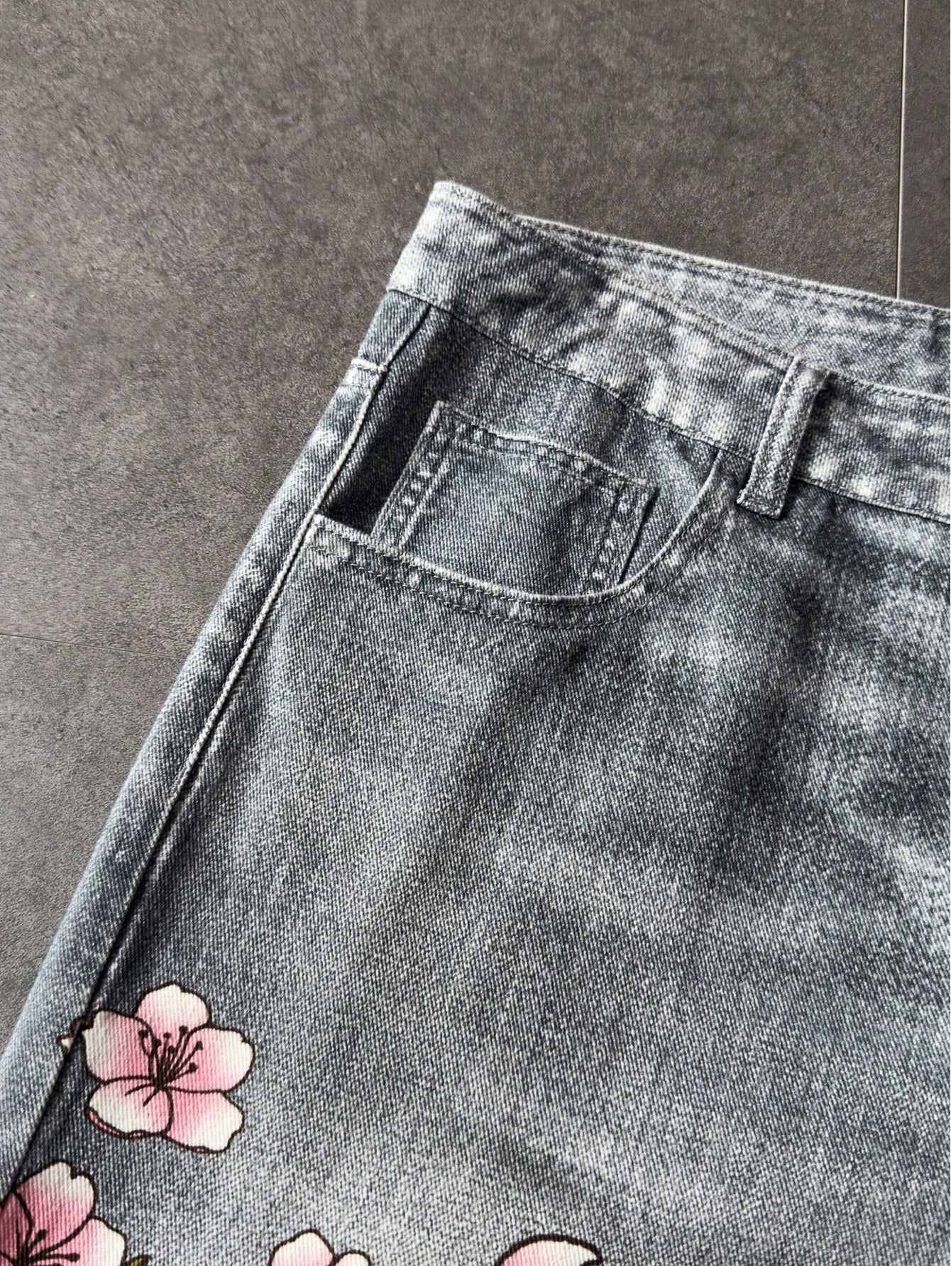 Retro Japanese Floral Tigerbloom Loose Jeans