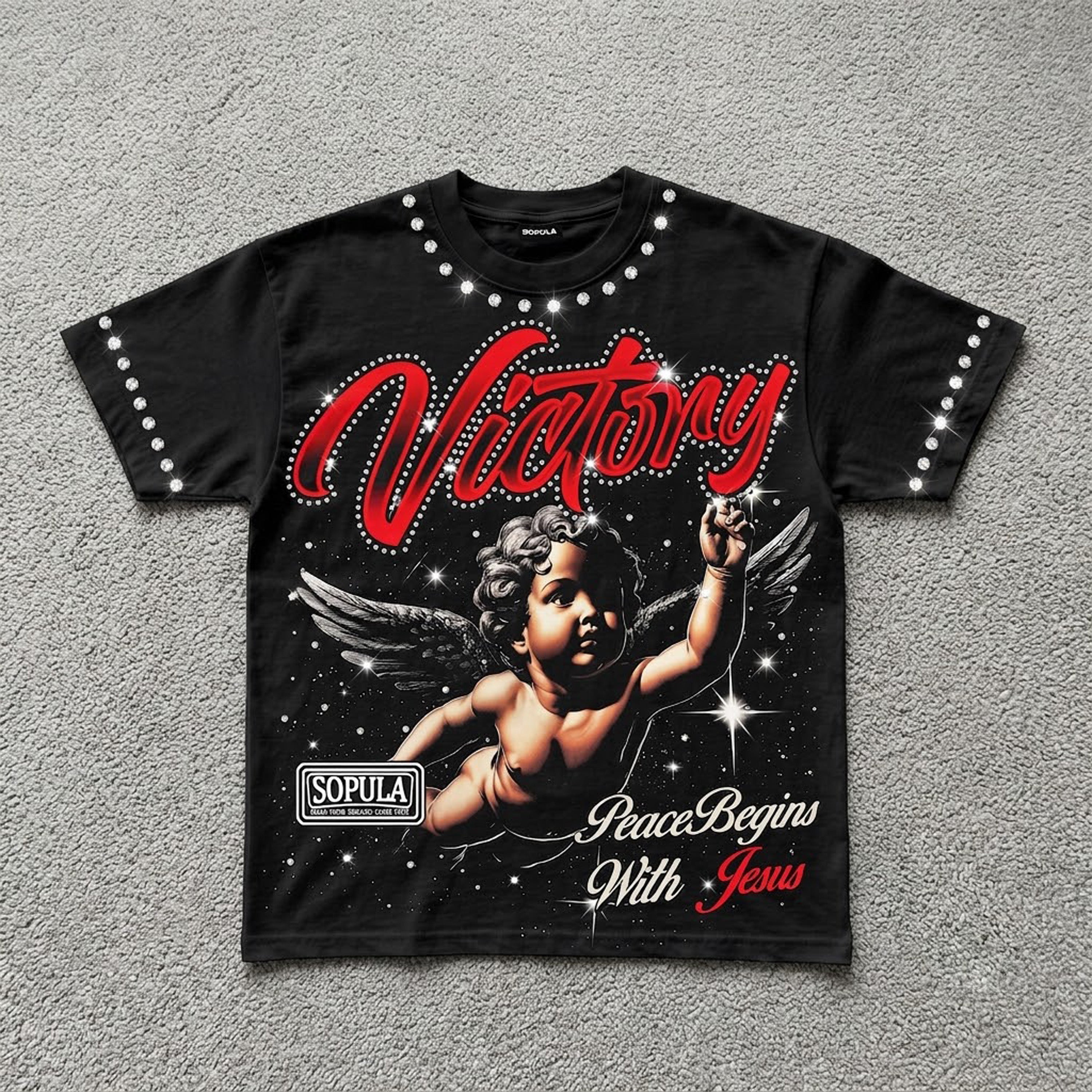 Victory Angel In The Night Retro Graphic T-shirt