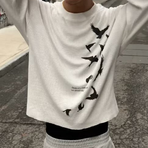 Bird And Pigeon Waffle Long-sleeved T-shirt