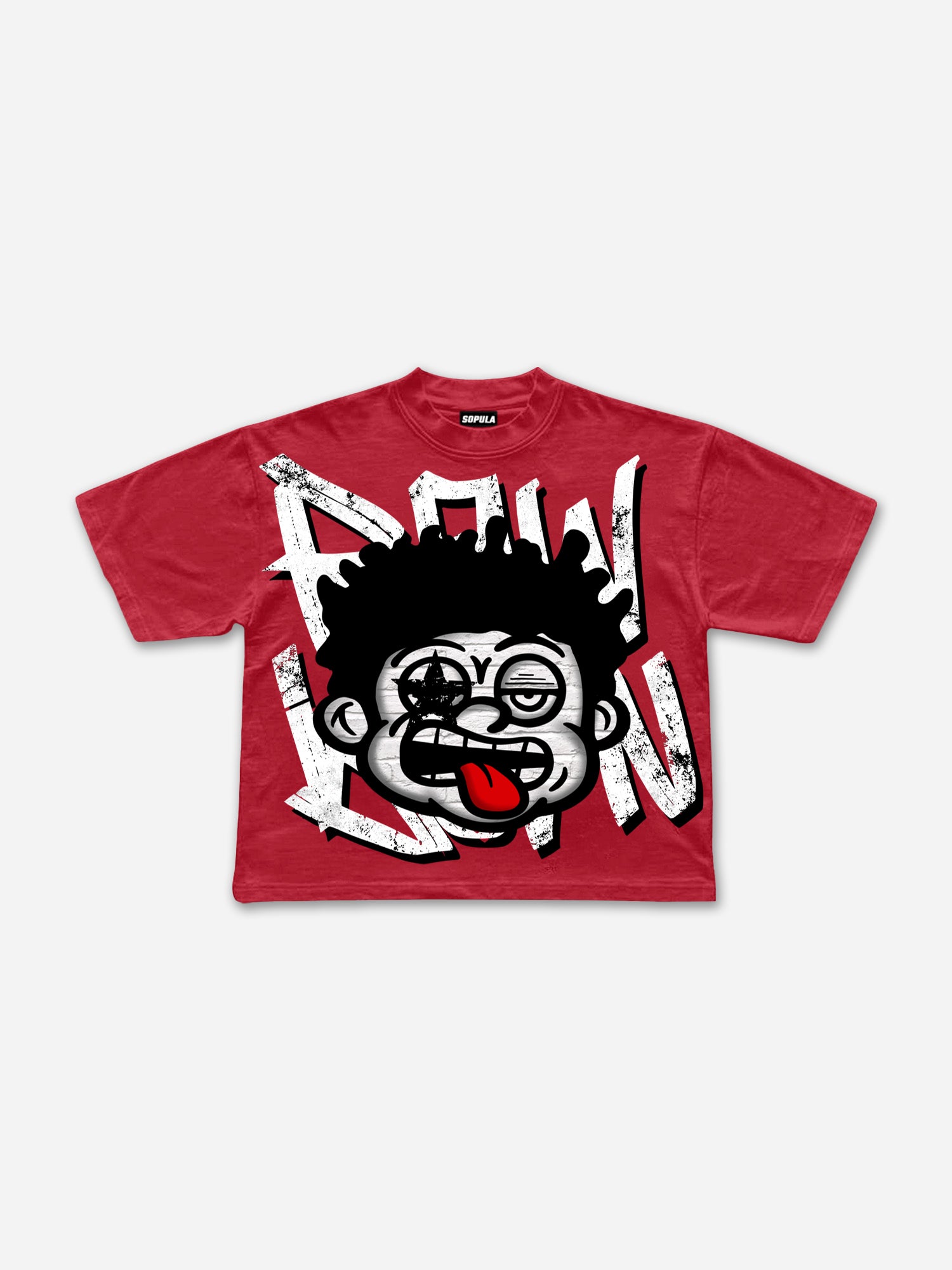 Big Face Retro Cartoon Graphic Cropped T-shirt