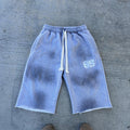 Men's Dirty Print Drawstring Casual Capri Pants