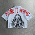 Men's Striped Nun Print Loose Short-sleeved Shirt