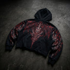 Disciple Dark Skeleton Skeleton Retro Graphic Cropped Hoodie