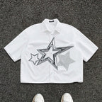 Men's Star Print Loose Short-sleeve Shirt