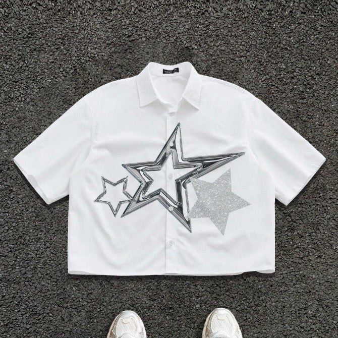 Men's Star Print Loose Short-sleeve Shirt