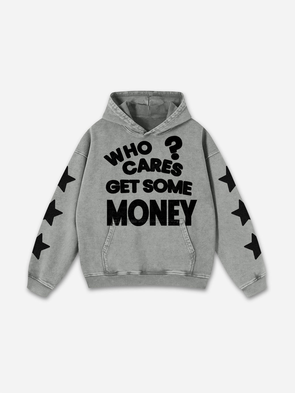 Vintage Chasing Money Graphic Acid Washed Oversized Hoodie