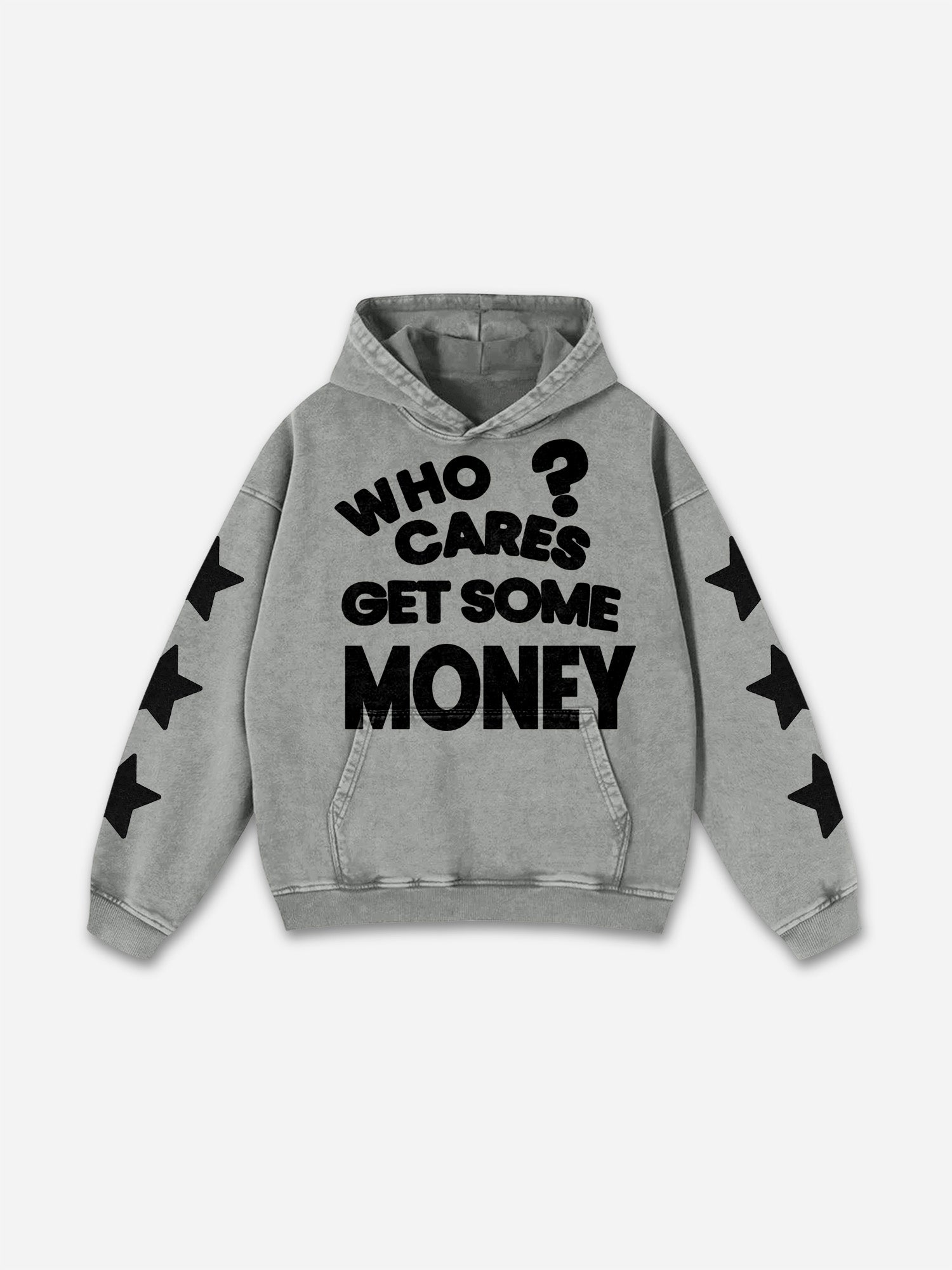 Vintage Chasing Money Graphic Acid Washed Oversized Hoodie