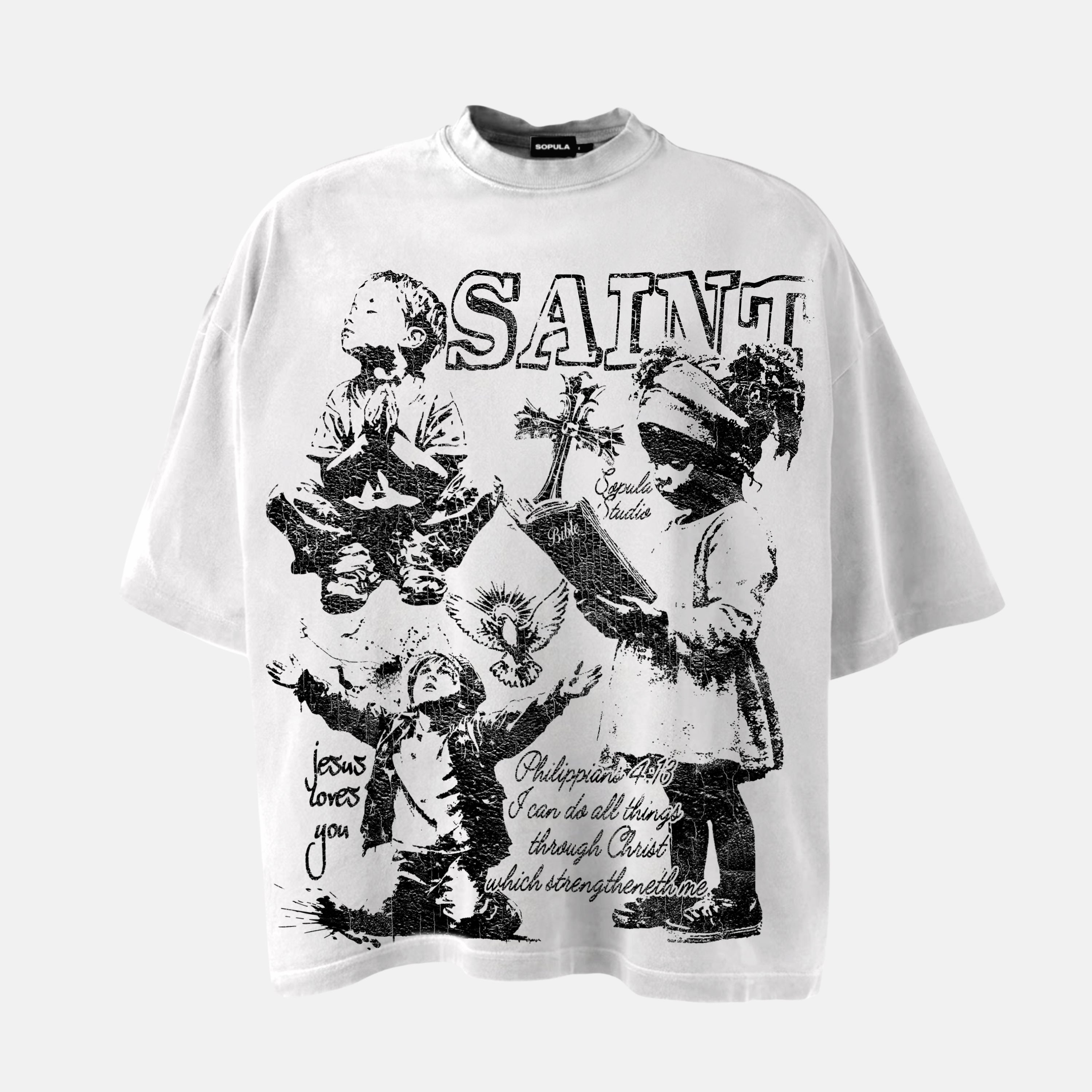 Saint Child Of God Bible Prayer Graphic Cotton T-shirt