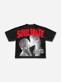 Soulmates Abstract Emotional Figures Graphic Cropped T-shirt