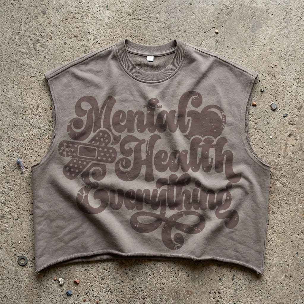 Mental Health Matters Most Retro Slogan Graphic Short Tank Top