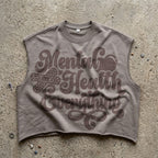 Mental Health Matters Most Retro Slogan Graphic Short Tank Top