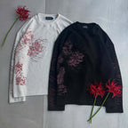Tokyo Waffle Floral Print Long-sleeved T-shirt