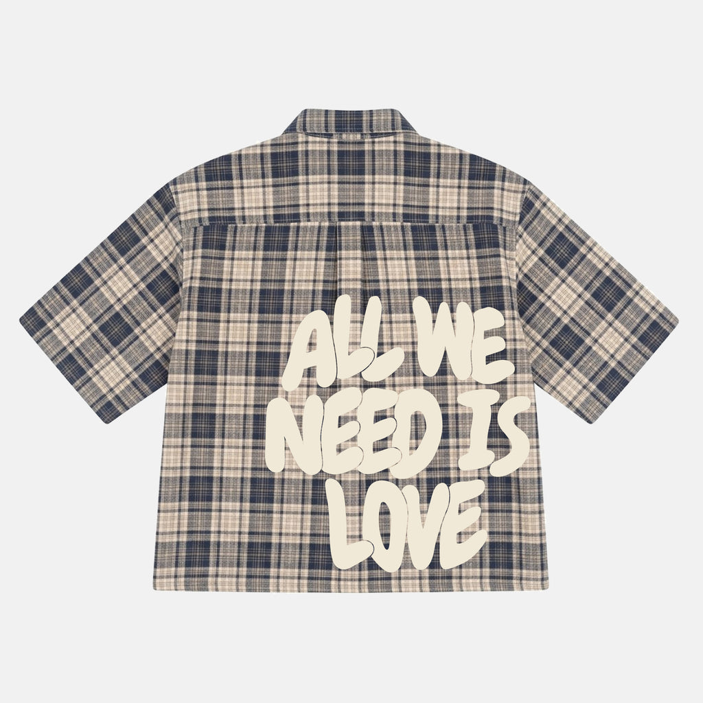 All We Need Is Love Retro Graphic Plaid Jacket Shirt