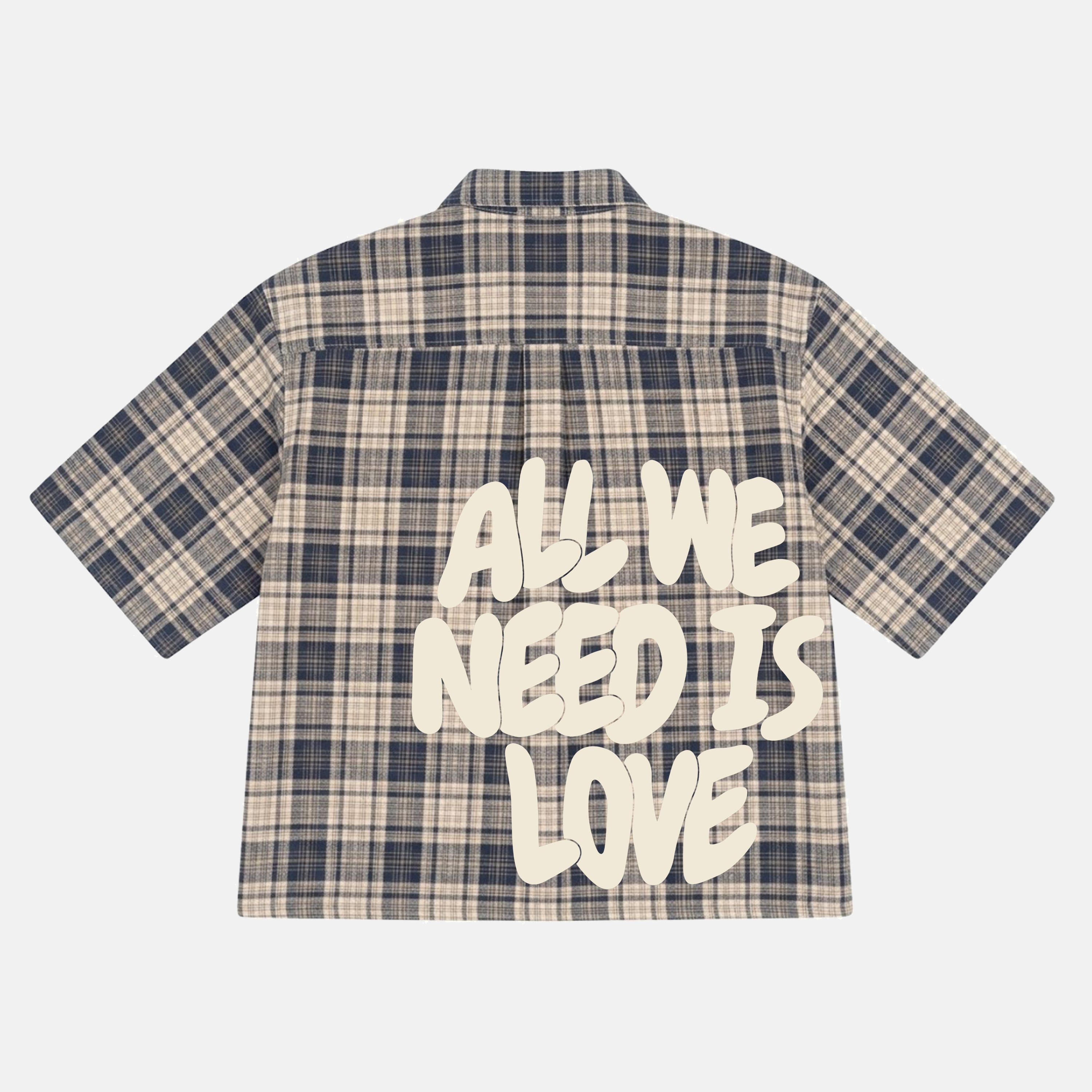 All We Need Is Love Retro Graphic Plaid Jacket Shirt