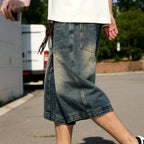 Men's Retro Washed Loose Denim Jorts